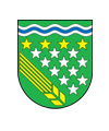Wappen Jesewitz, grün mit einer Ähre, weißen und gelben Stern sowie einem Fluss
